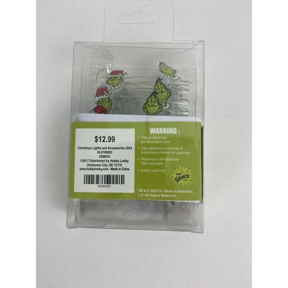 Dr. Seuss The Grinch Mini String Lights 20 LED Lights Brand NEW